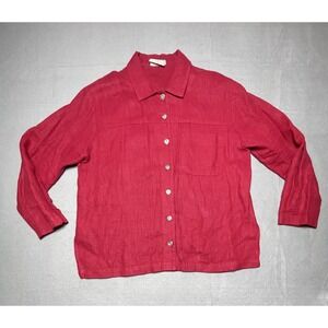 Vtg Linen Blazer Statement Buttons Jacket Y2K Lagenlook Minimalist Coat‎ XL-1X*